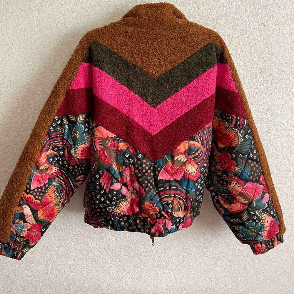 NWT FARM RIO Toucanfly Reversible Floral Print Quilted Puffer Jacket Size L - Picture 11 of 14
